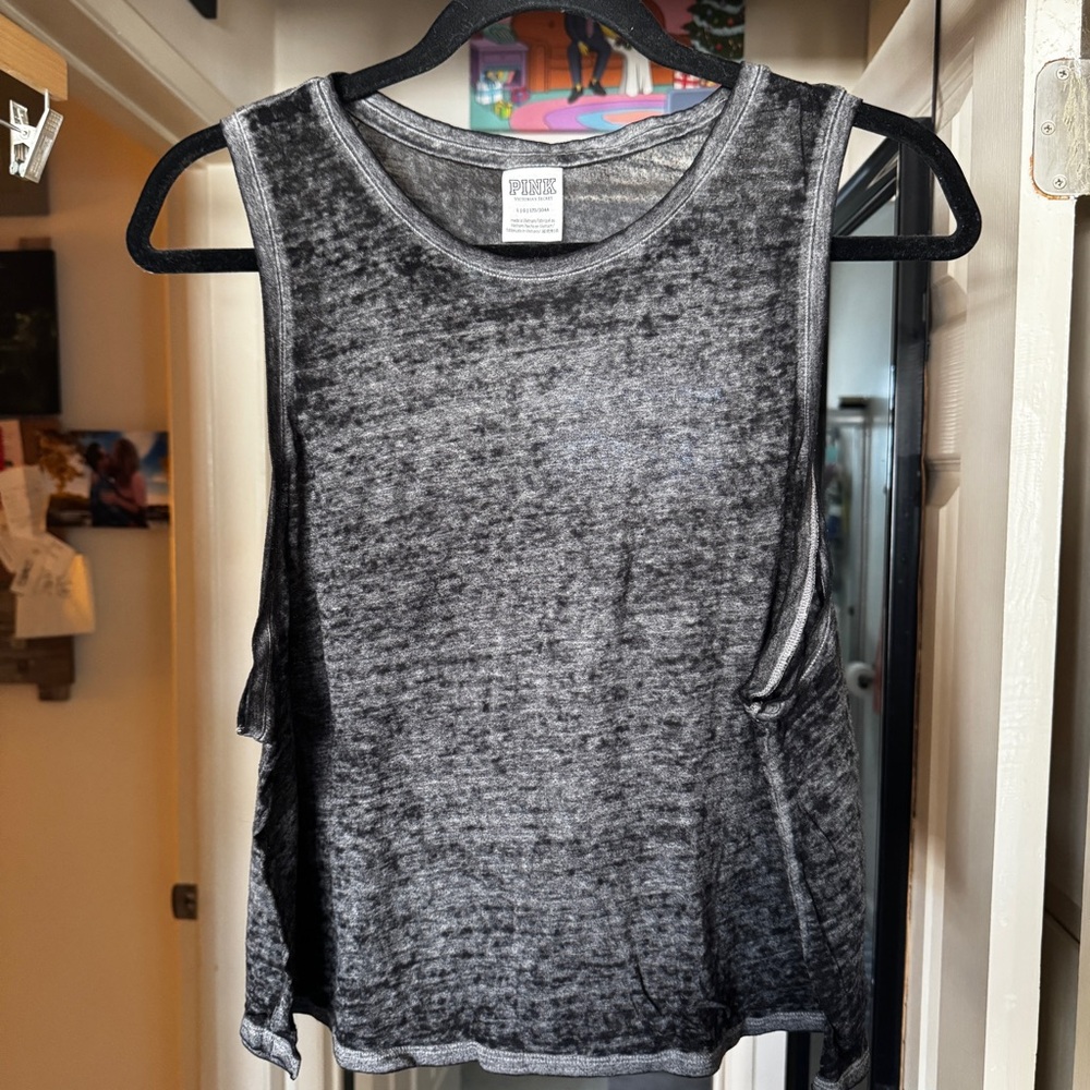 Women’s Large Gray PINK! Cropped Tank Top